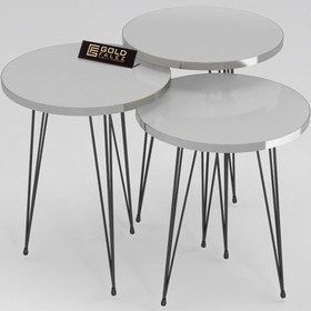 Resim Sehpa Siyah Tel Ayak Gümüş Beyaz Zigon Beyaz 