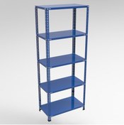 Resim RafBurada 5 Katlı Mavi Renk Çelik Raf - Çiçeklik Rafı, Ofis Rafı 43x75 Cm-150 Cm-0.70 Mm 