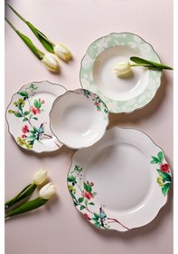 Resim Porselen Bridy Bone 24 Parça 6 Kişilik Yemek Takımı Desenlı Desenli 