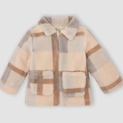 Resim DeFacto Kız Bebek Gömlek Yaka Fermuarlı Kare Desenli Welsoft Pelüş Hırka D3826A524WNBE88 Mavi 