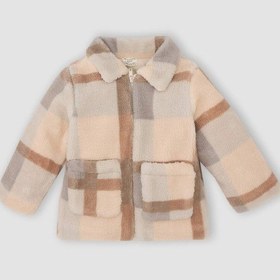 Resim DeFacto Kız Bebek Gömlek Yaka Fermuarlı Kare Desenli Welsoft Pelüş Hırka D3826A524WNBE88 Mavi 