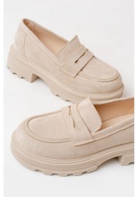 Resim 746-759 Bej Süet Günlük Yüksek Tabanlı Loafer Ayakkabı Bej 
