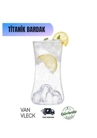 Resim Titanik Buz Dağı Figürlü Cam Bardak Şeffaf, Dekoratif, Özel Tasarım Su Ve İçecek Bardağı Şeffaf 