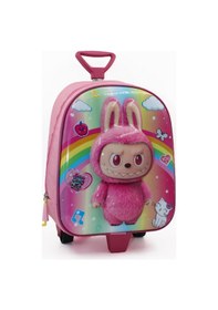 Resim Bulut Labubu Çekçekli Anaokulu Çantası - Çocuk Çanta - Kreş Çantası - Labubu Çanta Fuşya 