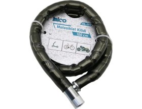 Resim Timion Tüp Anahtarlı Metal Kafa Çelik Motor - Bisiklet Kilit Silindirik Spiral Kilit Siyah Kılıf 22MM x 100CM (5148) 