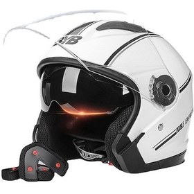 Resim Trendooze Tcherchi Outdoors Motosiklet Kaskı Elektrikli Beyaz Zm Beyaz 