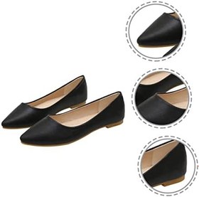 Resim 1 Çift pompalar dans ayakkabıları ayakkabılar şık gündelik kadınlar için sandalet kedi topuklu kadın ayakkabı iş ayakkabısı kadın düz ayakkabı bale daireler sığır tendonu Black 