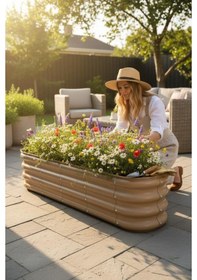 Resim Modüler Yükseltilmiş Bahçe Yatağı Yükseltilmiş Sebze Yatağı Çiçeklik No:3v2 140x34 Bej 