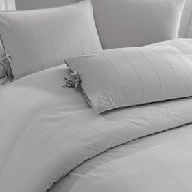 Resim Byanca 100% Cotton Embroidered Piece Dyed Duvet Cover Set Gray 