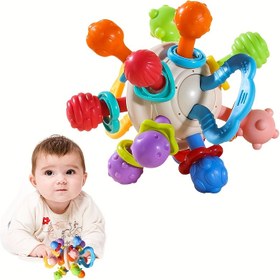 Resim Renkli Bebek Duyusal Topu - Dokunsal ve Görsel Gelişim için Eğitici Bebek Oyuncakları, Canlı Şekilleri ve Dokuları ile Çoklu Doku El Tutma Topu, Erken Öğrenme için Mükemmel Yenidoğan Hediyesi 