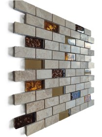 Resim MozaiKristaL Mutfak tezgah arası ve iç dekorasyonda tüm yüzeyler için 23x48x8 mm Mermer Mozaik. ( 1 m2 Fiyatıdır) 