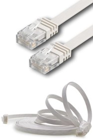 Resim IRENIS 5 Adet Cat6 Kablo Yassı Ethernet Network Lan Ağ Kablosu 20 Metre-beyaz 