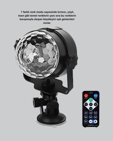 Resim 7 Renk Modlu Müzik Sensörlü Disko Topu Led Işıklı Parti Aydınlatması 