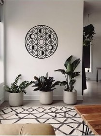 Resim Karakoç Eğitim Araçları Ahşap Ay Evreleri Ve Yaşam Çiçeği Duvar Süsü Ay Döngüsü Kutsal Geometri Tablo Metal Değildir 