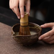 Resim 4 adet Matcha Çırpıcı Seti - Matcha Çırpıcı (chasen), Tradisyonel Kaşık (chashaku), Matcha Kase Standı. Tradisyonel Matcha Hazırlama Kiti, El Yapımı Bambu 