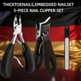 Resim 3 adet Ağır Hizmet Erkek ve Yetişkin Tırnak Bakım Seti - Ortopedik Paslanmaz Çelik Makaslar Ergonomik Sap ile + Tırnak Dosyası, Kalın Ayak Tırnakları için Uygun, Modern Siyah Tasarım, Manikür Araçları, Tırnak Kesici / Tırnak Kesici / Makas, Profesyonel Tırnak Manikür / Pedikür Seti, Tırnak Makası, Kalın Ayak Tırnağı için Tırnak Makası, Ayak Tırnağı Makası 