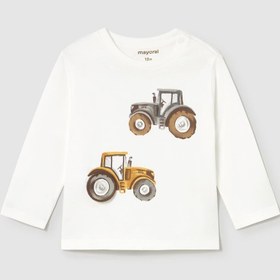Resim MAYORAL Erkek Bebek Traktör Baskılı Sweatshirt Krem 