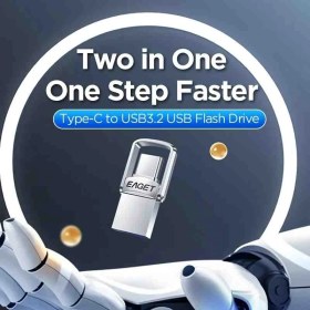 Resim Eaget Cu20. 128Gb.Type-C ve Usb 3.2 Type-C Girişli Tüm Telefonlara İphone 15/16 Serisine Samsung Xiaomi Huawei Oppo Redmi Uygun Süper Hızlı Usb Flash Bellek Otg Çift Giriş Metal Sağlam ve Orginal 