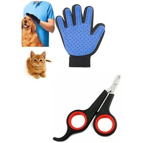 Resim Vi Caro Kedi Köpek Tüy Tarama Kaşıma Fırça Eldiven Kedi Köpek Tırnak Makası 2 Li Set 