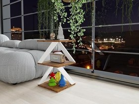 Resim Masif Market Bubon Yan Sehpa Amalfi Beyaz 