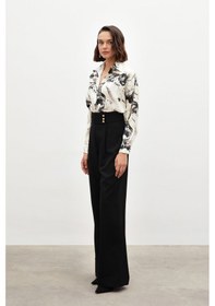 Resim Sateen Bel Detaylı Pantolon - Siyah 