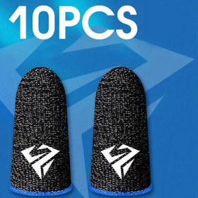 Resim 10 Adet Yüksek Performanslı Mobil Oyun Parmak Kılıfları PUBG için - Kaymaz, Terlemeye Karşı Koruyucu, Nefes Alabilen Dokunmatik Ekran Kapakları Siyah Renkte Mavi Vurgularla, Naylon Malzeme, Taşınabilir & Yıkanabilir, Mobil Oyun Aksesuarları 