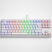 Resim Valkyrie Leaven K870 Blue Switch Mekanik Gaming Oyun Klavyesi RGB 61 Key Mavi Tuş Type-C Klavye Beyaz 