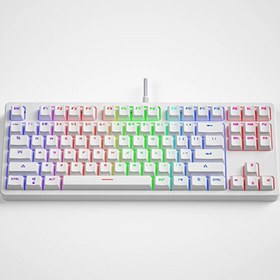 Resim Valkyrie Leaven K870 Blue Switch Mekanik Gaming Oyun Klavyesi RGB 61 Key Mavi Tuş Type-C Klavye Beyaz 