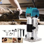 Resim 1pc Ahşap İşleme Roteri, Elektrikli Oyma Makinesi, DIY Ahşap Oyma Aleti, Kenar Kesme, Laminat Frezeleme ve Oyma, Roter Bıçakları Dahil, Avrupa Standardı Fiş, 220-240V Güç Kaynağı, Bataryaya Gerek Yok 