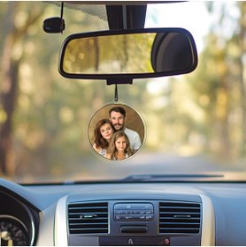 Resim Ejoya Kişiye Özel Fotoğraflı Güzel Ailem Karikatür Araba Dikiz Ayna Süsü 114960 