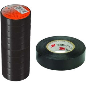 Resim AyrStore 3M Temflex 1300E Siyah 10'Lu Paket Pvc İzole Bant 0.13X19X0.13Mm 