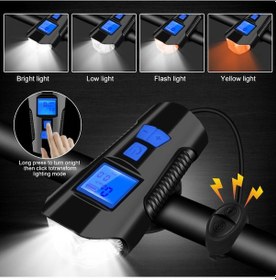 Resim Bisiklet Lcd Hız Göstergesi Su Geçirmez Şarjlı Led Işık Km Ekran Siyah 