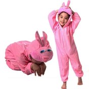 Resim Çocuk Tavşan Kostümü Pembe Renk 6 7 Yaş 120 Cm 