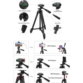 Resim Sore Profesyonel Tripod 146 cm Telefon ve Dslr Kamera Tutucu Bluetooth Kumandalı Çantalı Tripod 