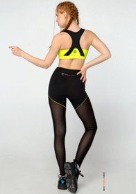 Resim Crazy Basic Neon Sarı Transparan Tayt - s 