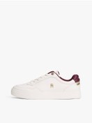 Resim Tommy Hilfiger Kadın TH Monogram Plaque Court Sneakers - Beyaz/Bordo 