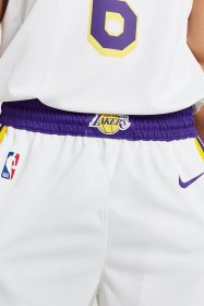 Resim Nike Dri Fit Los Angeles Lakers Association Edition Swingmant Shorts Erkek Basketbol Şort Beyaz Mor Beyaz 