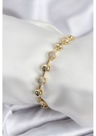 Resim Pirinç Vıp Seri Gold Renk Topçuk Model Kadın Bileklik - Tj-bb7923 Açık Mor 