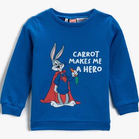 Resim Erkek Bebek Bugs Bunny Lisanslı Baskılı Sweatshirt Pamuklu 