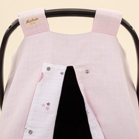 Resim Puset Örtüsü - Çift Taraflı - Bebe Pembe Muslin - Pembe Ay 