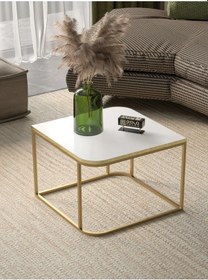 Resim Uslucan Alışveriş Orta Sehpa Tekli Damla Gold Beyaz Çok Renkli 