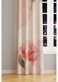 Resim Flower Art Desenli Süet Oturma Odası Salon Fon Perde Baskılı Ekstrafor Büzgü Tek Kanat Prd-1030 Çok Renkli 