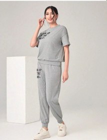 Resim The Stars Ribana 2li T-shirt Eşofman Altı Jogger Gri Alt Üst Eşofman Takım Oversize Bisiklet Yaka Gri 