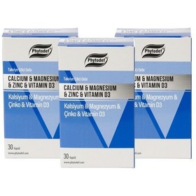 Resim Phytodef Kalsiyum Magnezyum Çinko Vitamin D3 3 x 30 Kapsül 