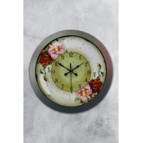 Resim Bahat Salon Ofis Duvar Saati Gri Metal Çerçeve 36 cm 