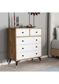 Resim Moxen Mobilya S12 Çam- Beyaz Şifonyer 