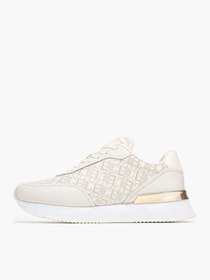 Resim Tommy Hilfiger Kadın Rahat Taban TH monogram Logolu Deri Beyaz Sneaker FW0FW09051-YA8 
