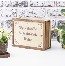 Resim Deep Creative Parabox Hedef Kumbarası Ahşap-krem Rengi Ahşap Kilitli 