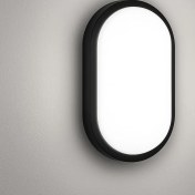 Resim 20W IP65 Oval Siyah LED Tavan ve Duvar Lambası | 6500K Beyaz Işık | Su Geçirmez Banyo Bahçe Aydınlatma Armatürü | 2000 Lümen | 270X147X78MM (220V) 
