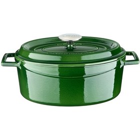 Resim Lava Döküm Oval Tencere 21x27 cm, Majolica Yeşil 